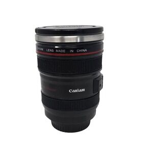 Camera Lens Travel funny Coffee Mug+Cup Drinking Lid Gift for Photographer Black